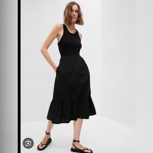 Large gap black midi dress